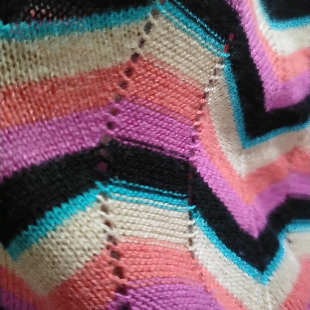 SI-IAE Silk-Cashmere Blend Multi-Colour Chevron Stripe Cardigan, XS - Picture 8 of 12
